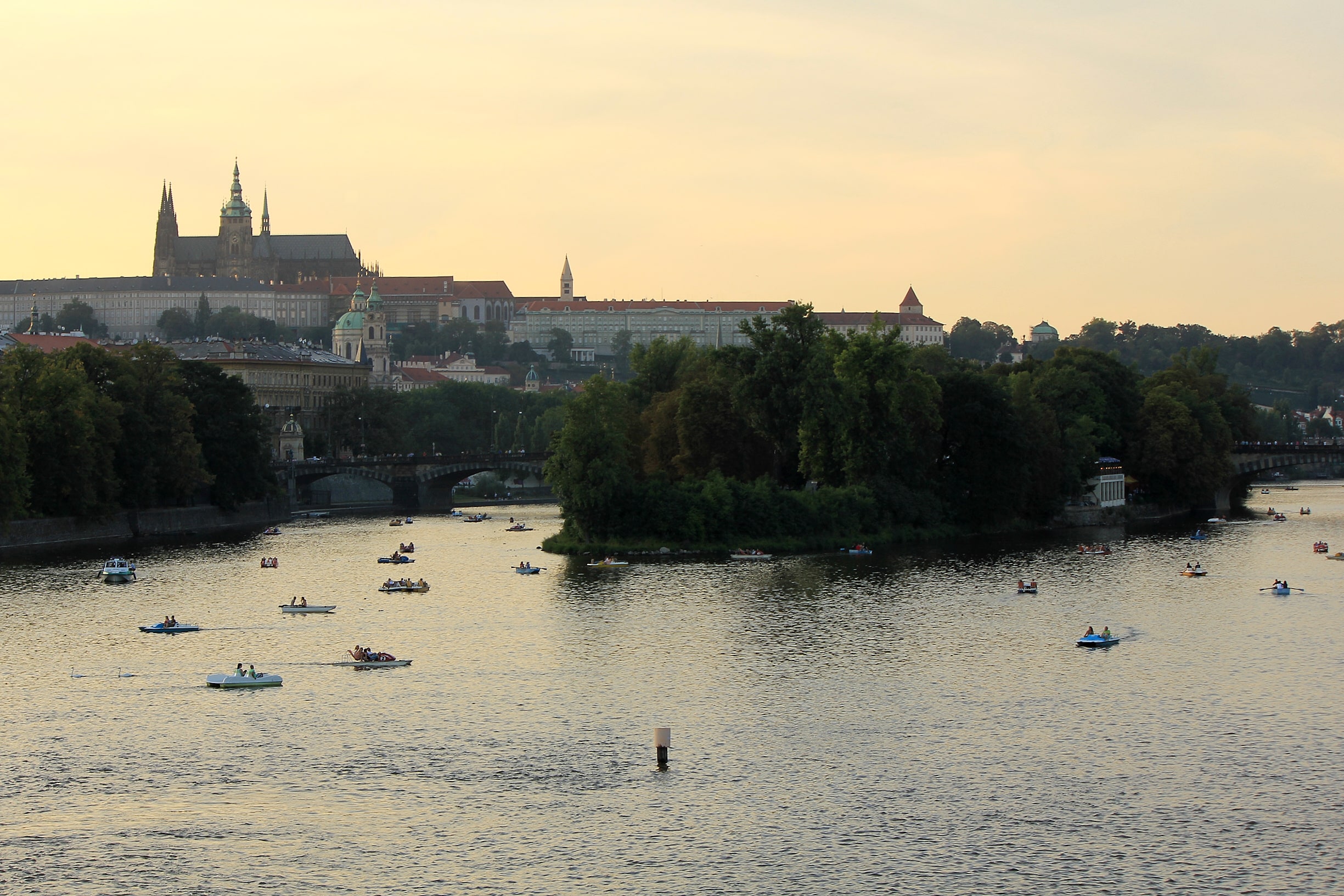 Riverside view of Střelecký Island, the social event venue